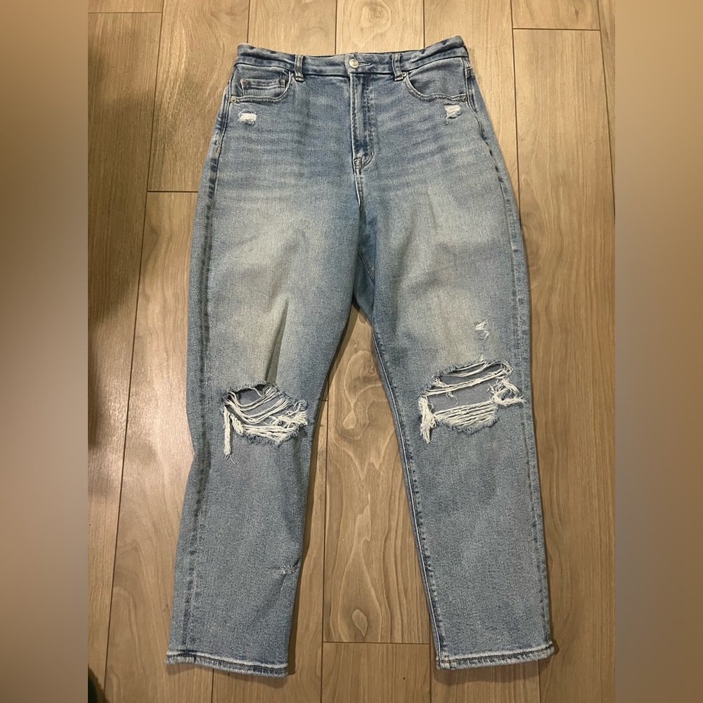 American Eagle Outfitters High Rise Light Blue Distressed Jeans